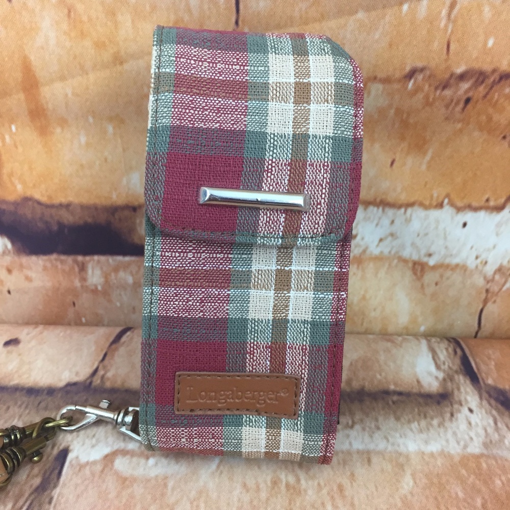 🌸Longaberger Wristlet Cell Phone Clutch Plaid F14